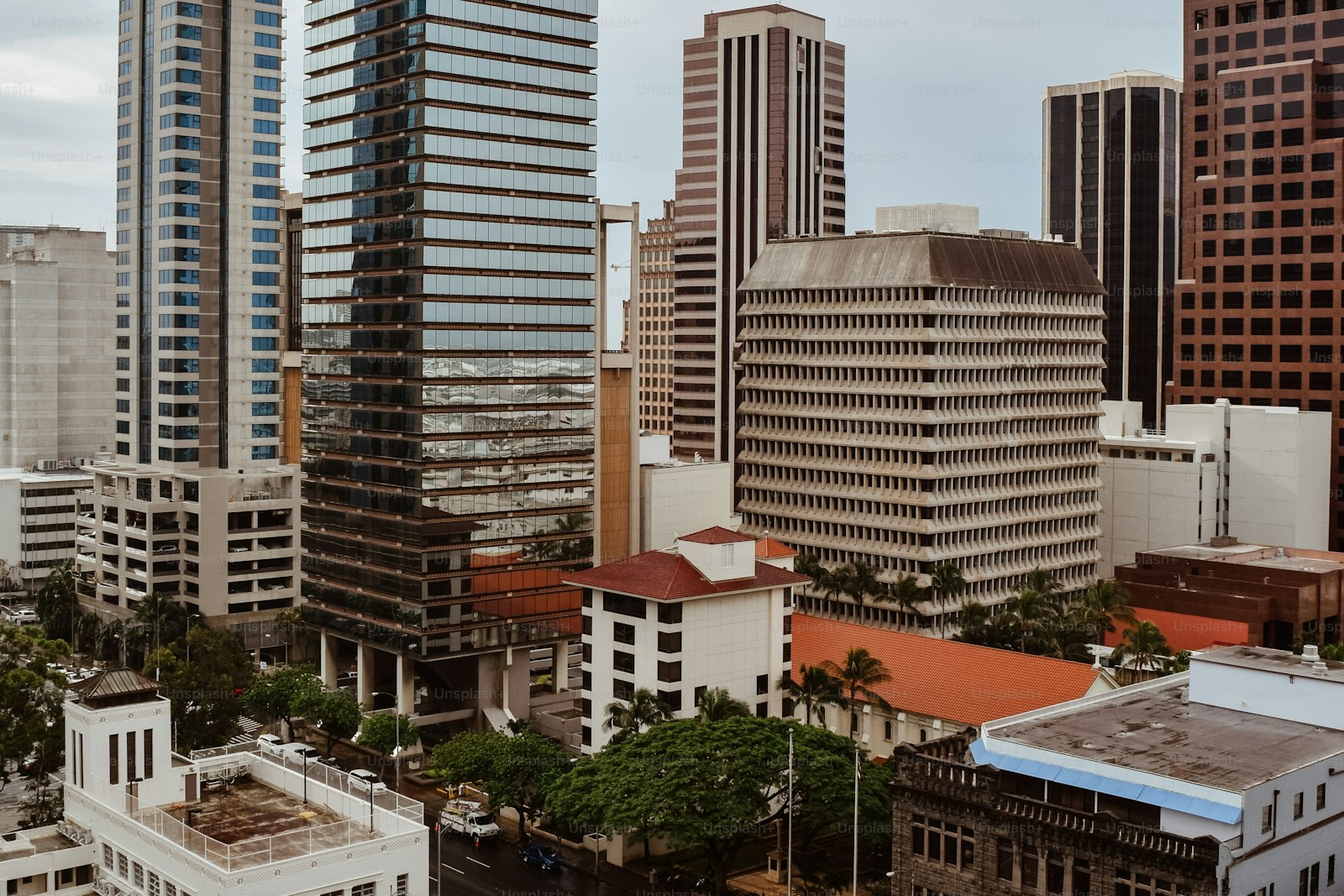 High-rise office and residential towers in downtown Honolulu